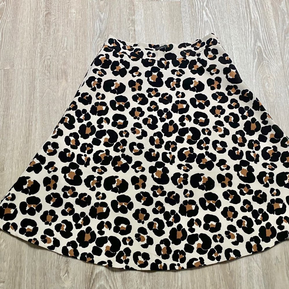 9) Ann Taylor MobWife Boho Animal Leopard Pr. A-Line Structured Midi Skirt 6P